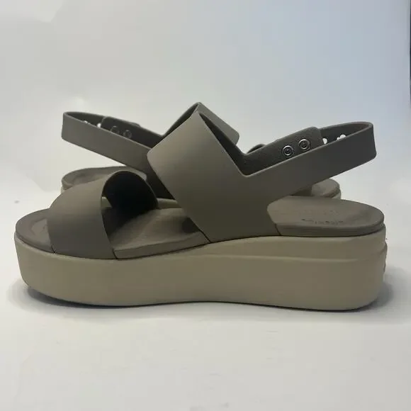 Crocs Women’s Brooklyn Low Wedges Platform Sandals Size 5 Beige Slingback Summer - Picture 7 of 11